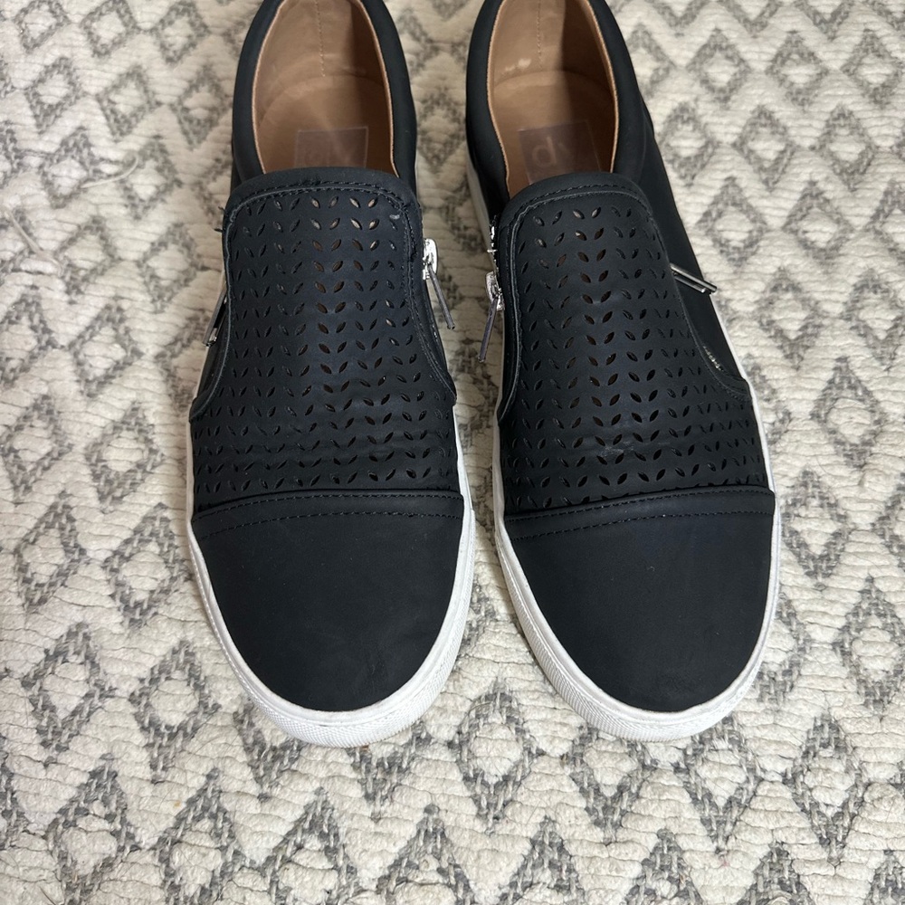 Black Perforated Slip-On Sneakers